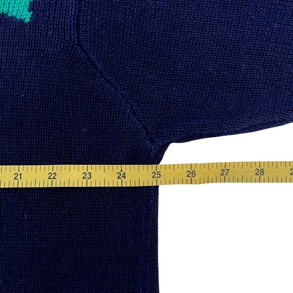 Vintage Elisabeth Navy Sweater with 2 Large Flowers - Plus 1X - 80s - Floral - Picture 4 of 8